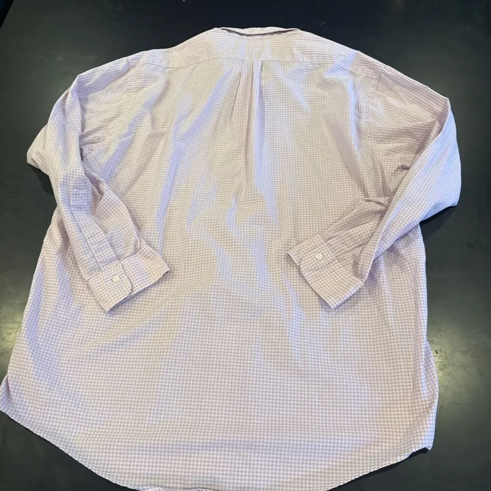 Vtg Brooks Brothers Shirt Mens 17/4 Pink Gray Makers Gingham Plaid USA 6 Button